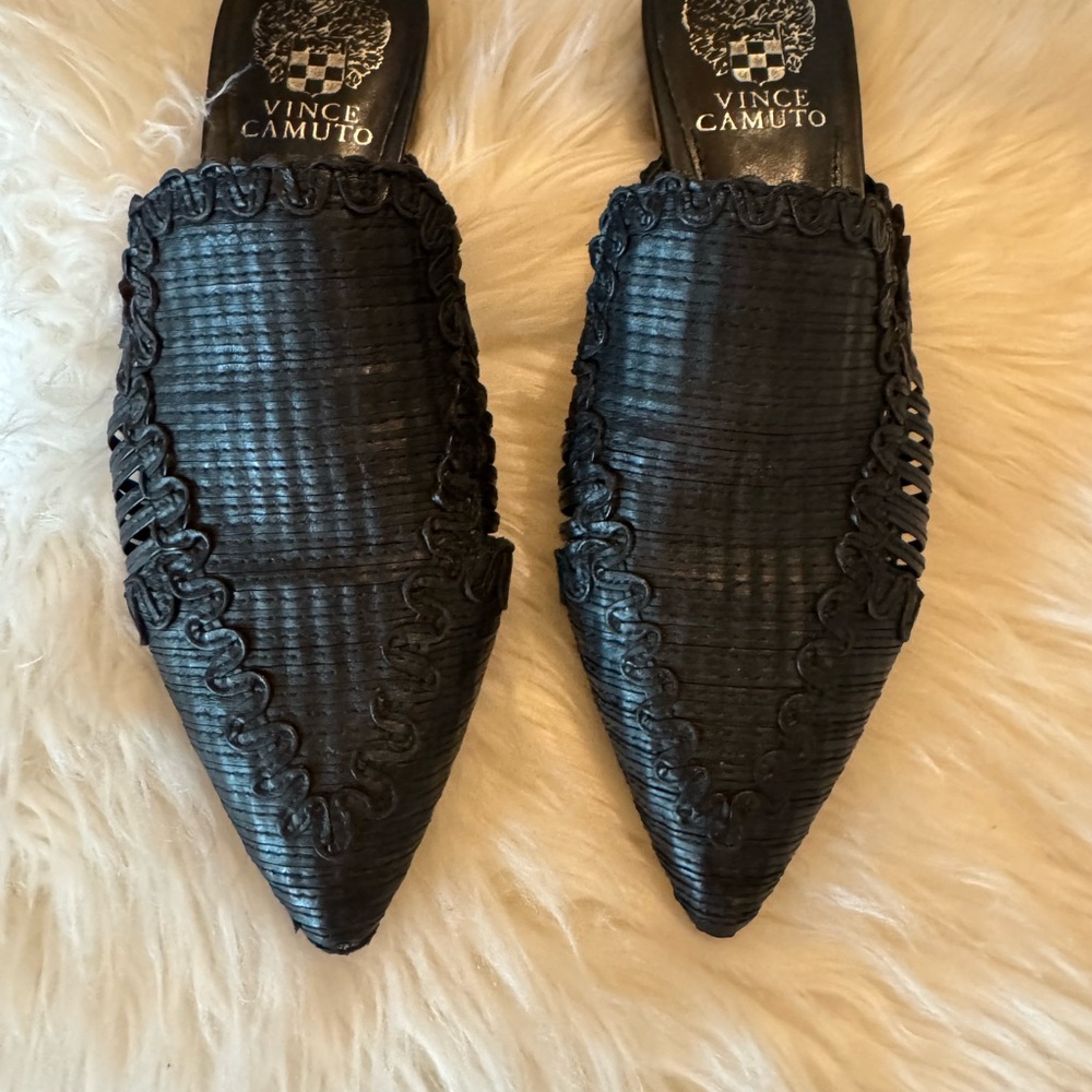 Vince Camuto Black Textured Mules